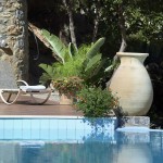 Swimming pool with lovely nature at Greece Crete